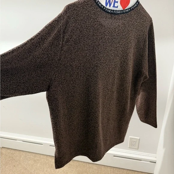 Fendi Women's Textured Brown Crew Neck Sweater - Picture 3 of 4